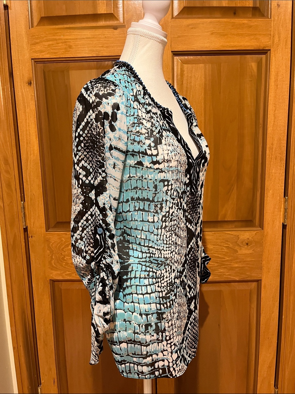 Hale Bob Turquoise Black White Snake Print Tunic